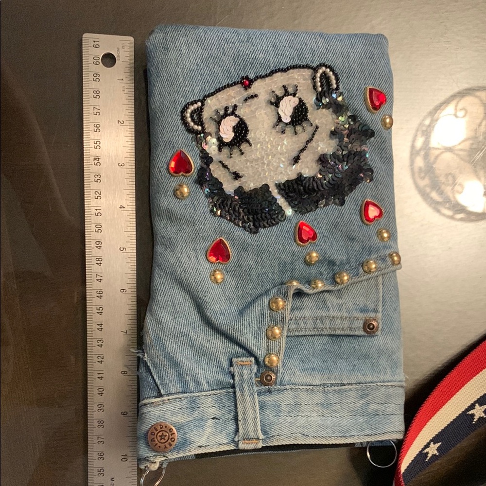 Denim Cartoon Betty Boop Embellished Crossbody Bag - Picture 8 of 16